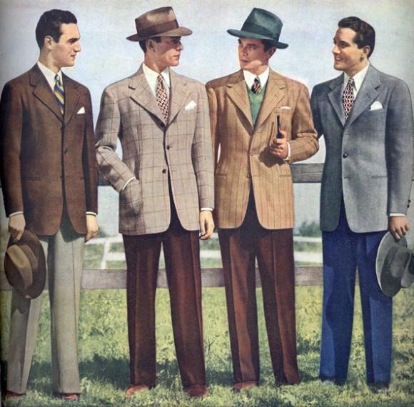 1940s-mens-fashion-suit, história Pánskej módy, 100 rokov pánskej módy, pravý muž, oblek, sako, vintage, 40 roky
