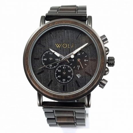 Drevené hodinky vyrobené z výberové recyklované drevo s kombináciou vysoko kvalitného kovu majú nielen krásu šperku, ale aj eleganciu dreva. Wolf, logo, drevené hodinky, drevene doplnky
