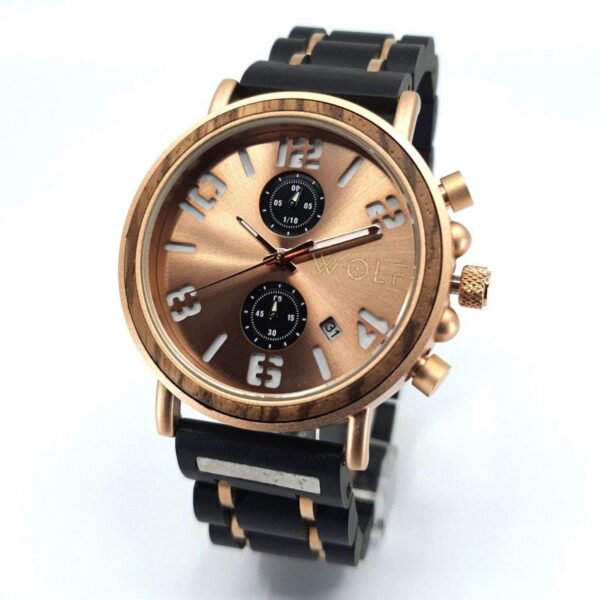 Drevené Hodinky Azul - Medený Ciferník a Ebenové Drevo