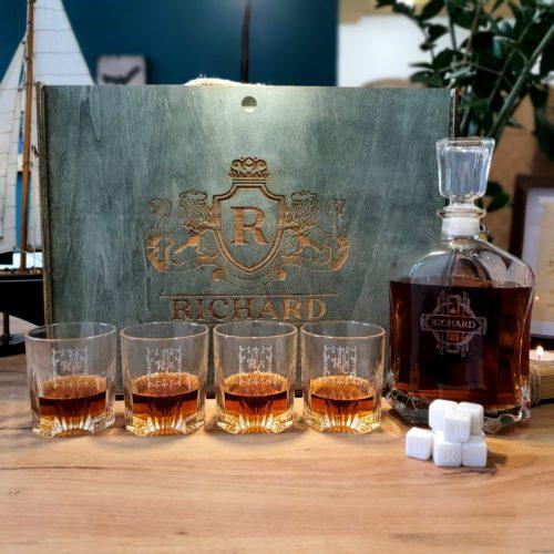 Personalizovaná Karafa na Whisky Set Valse + 4 Poháre, Kamene